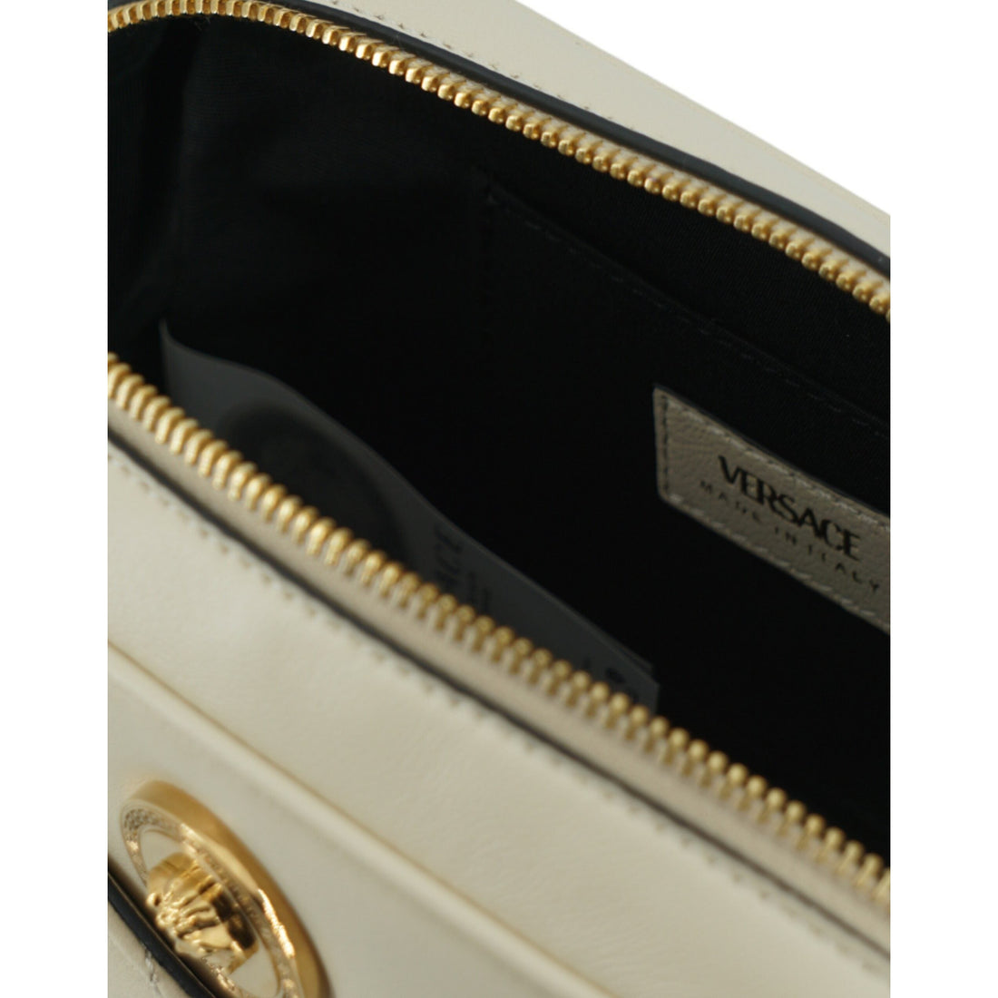 Versace Elegant White Lamb Leather Camera Bag