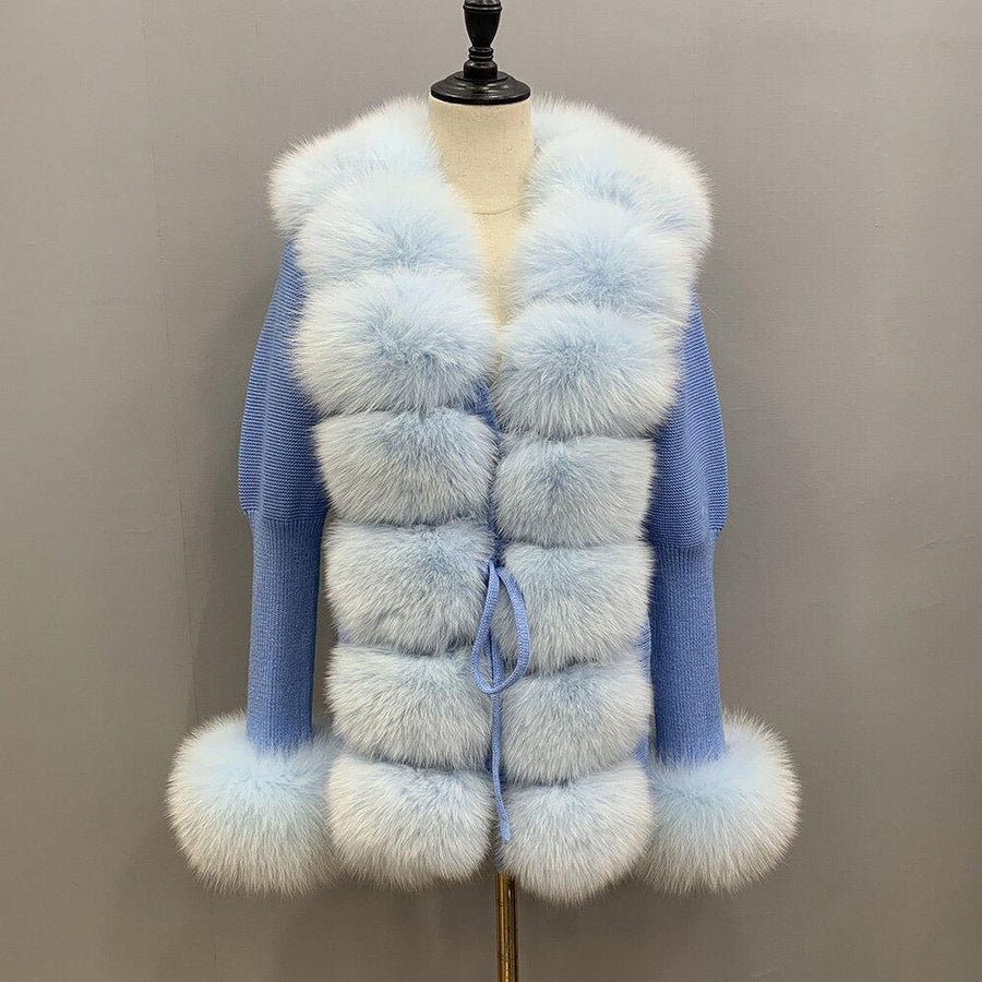 Fur and Cashmere Blend Cardigan