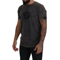 Dolce & Gabbana Elevated Grey Cotton Tee with Discolored DG Logo