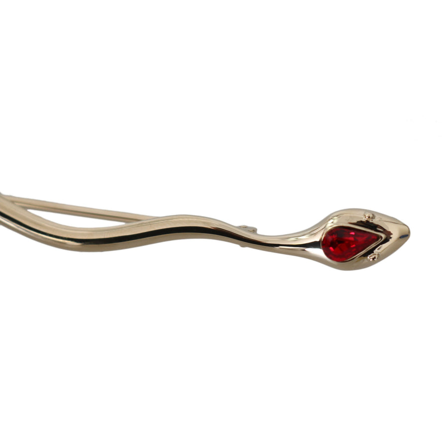 Dolce & Gabbana Silver Brass Crystal Spilla Serpente Brooch Pin