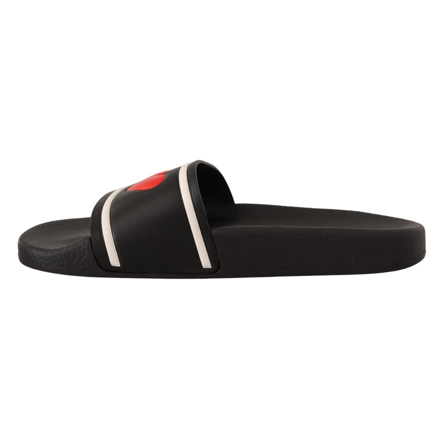 Dolce & Gabbana Elegant Black Leather Slide Sandals for Her