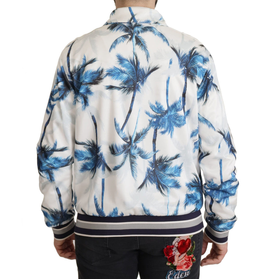 Dolce & Gabbana Multicolor Tree Print Men Full Zip Sweater