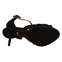 Dolce & Gabbana Black Tulle Stretch Ankle Buckle Strap Shoes