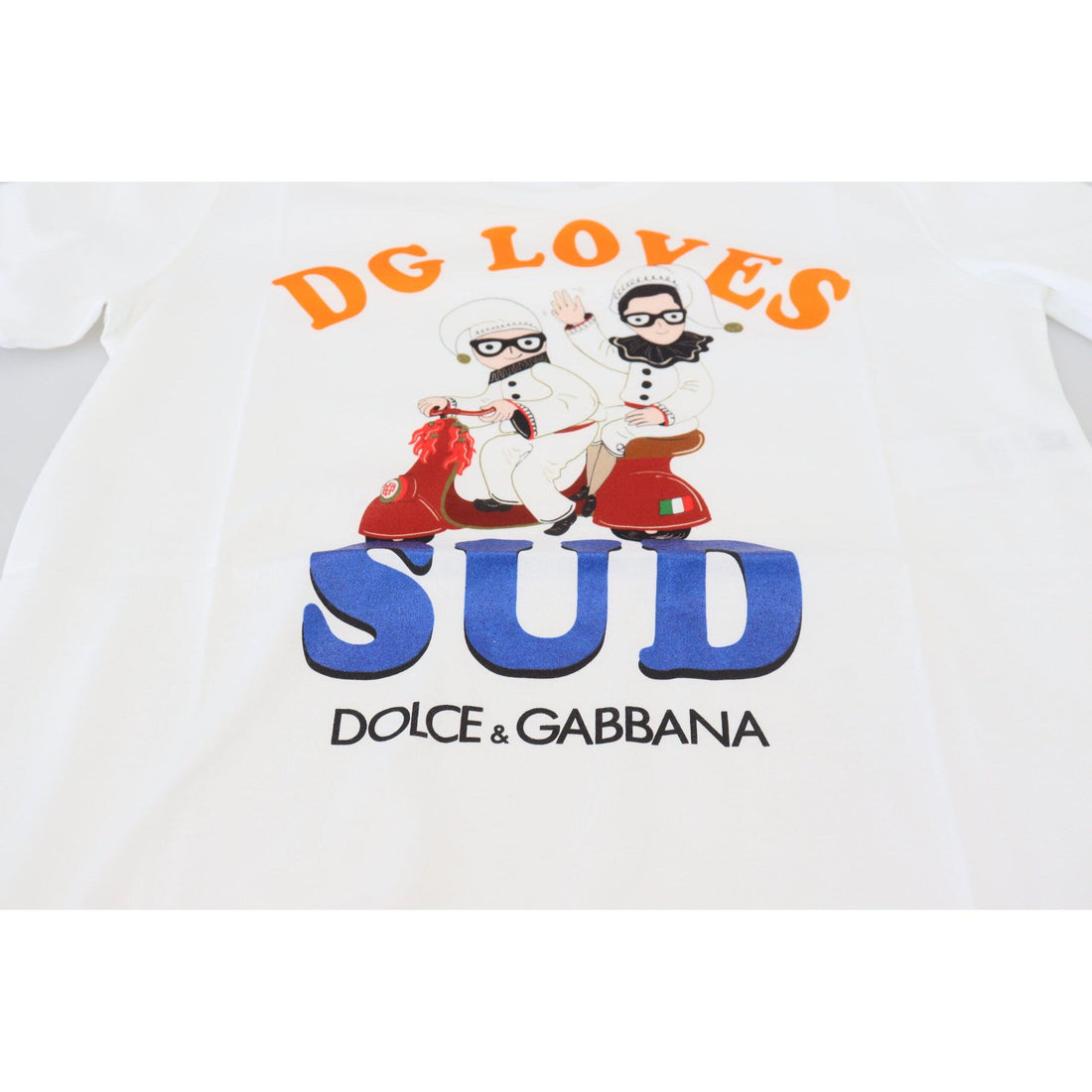 Dolce & Gabbana Elegant White Crew Neck Tee with Colorful Print