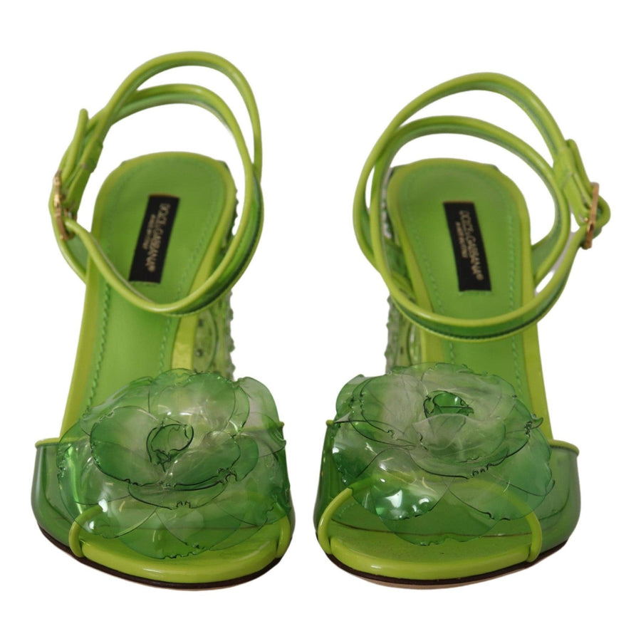 Dolce & Gabbana Enchanting Green Crystal Embellished Sandals