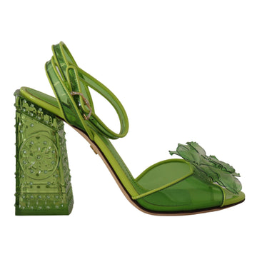 Dolce & Gabbana Green Plexi Crystal Sandals Heels Shoes