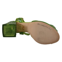 Dolce & Gabbana Green Plexi Crystal Sandals Heels Shoes