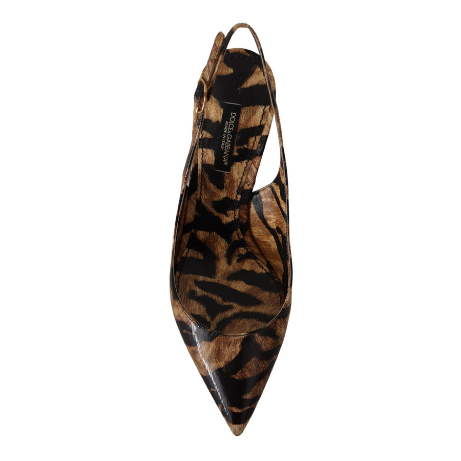 Dolce & Gabbana Brown Slingbacks Leather Tiger Shoes