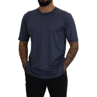 Dolce & Gabbana Blue Silk Crewneck Pullover Top T-shirt