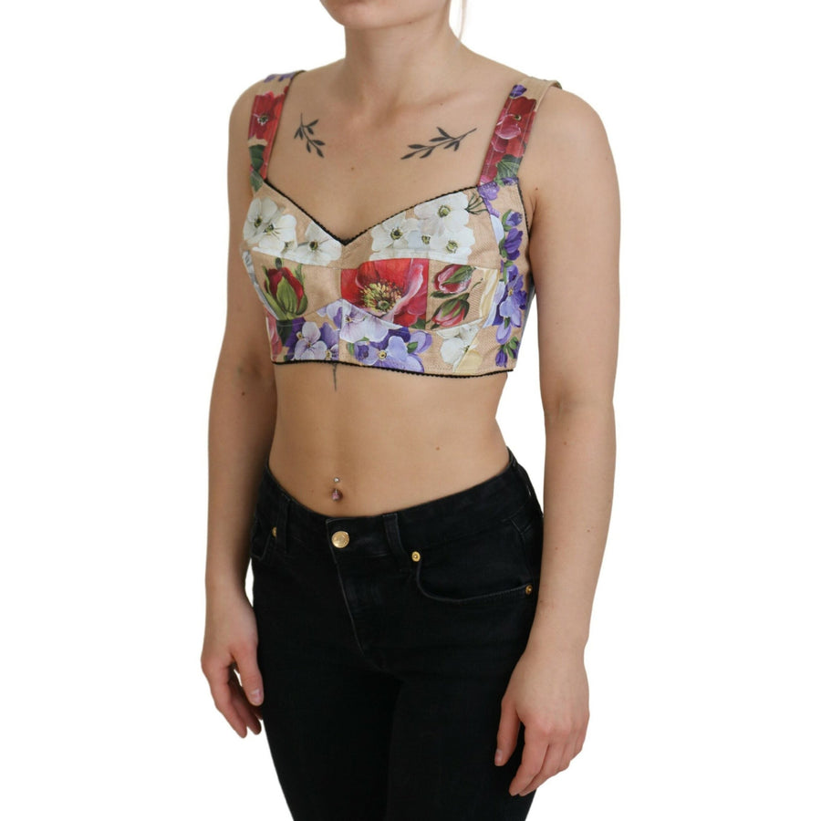 Dolce & Gabbana Multicolor Floral Cropped Bustier Corset Top