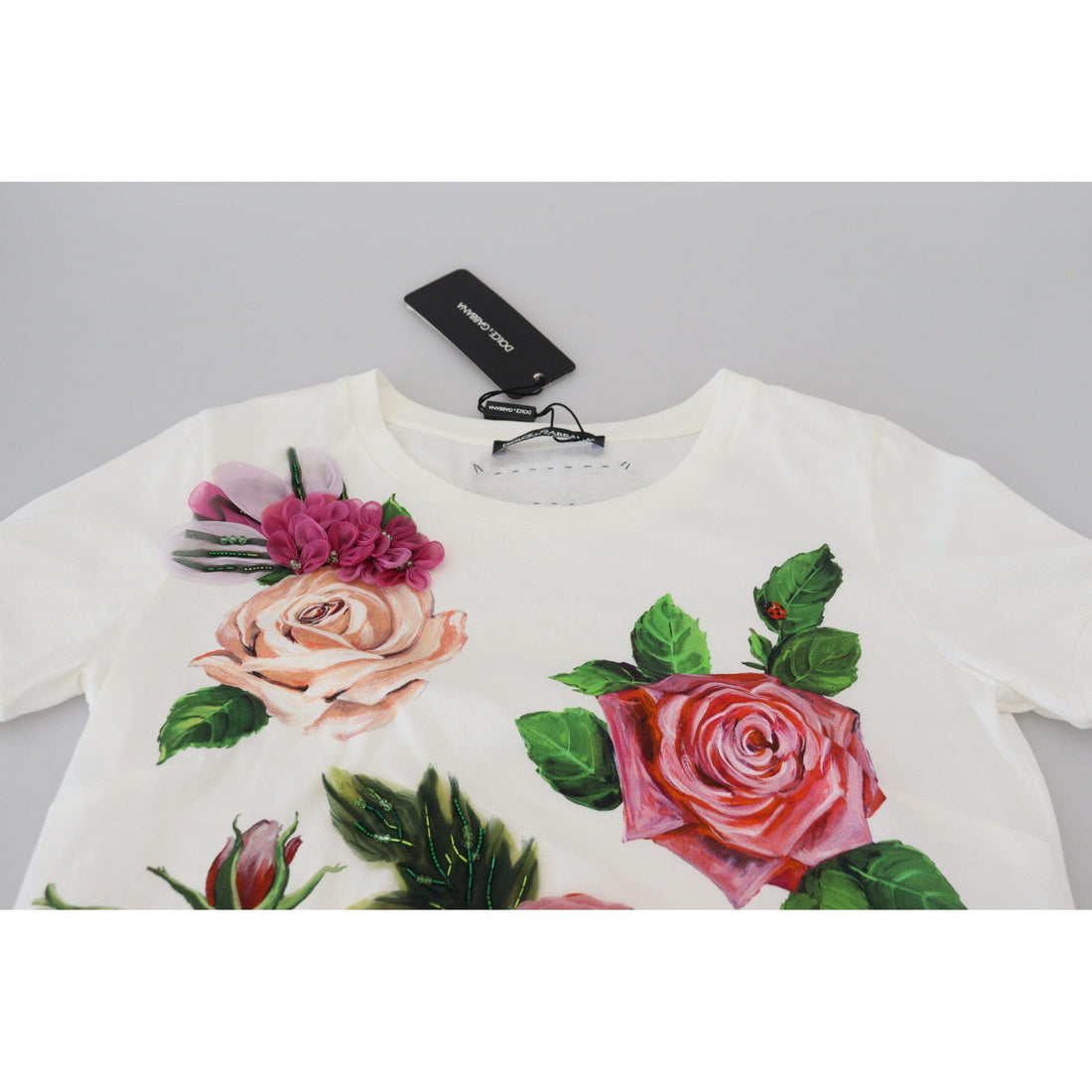 Dolce & Gabbana Elegant Multicolor Rose Print Cotton Tee