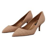 Dolce & Gabbana Beige Leather Pointed Heels Pumps Shoes