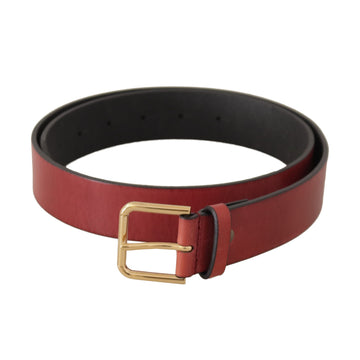 Dolce & Gabbana Elegant Red Leather Belt with Engraved Buckle