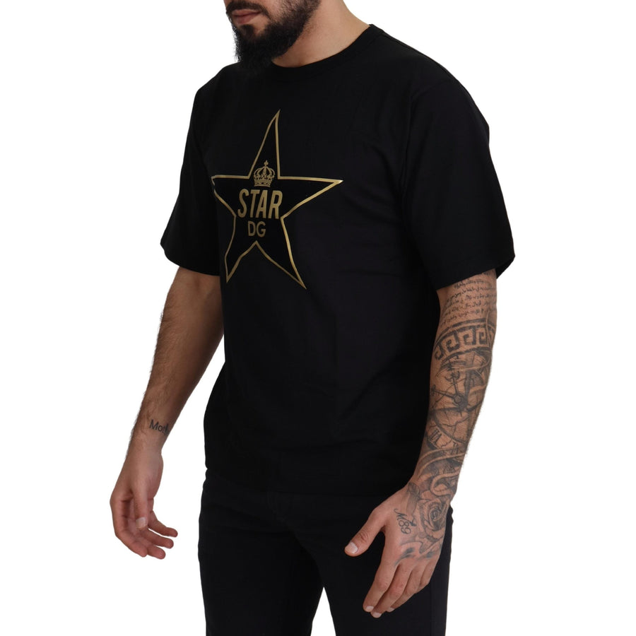 Dolce & Gabbana Black Gold STAR Crown DG Cotton Crewneck T-shirt