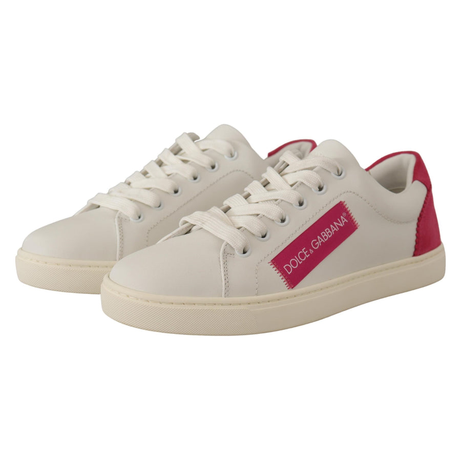 Dolce & Gabbana Elegant White Leather Low-Top Sneakers