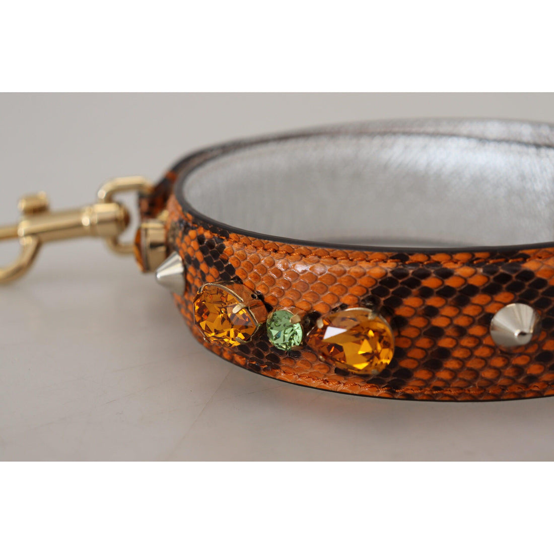 Dolce & Gabbana Orange Crystals Leather Bag Accessory Shoulder Strap