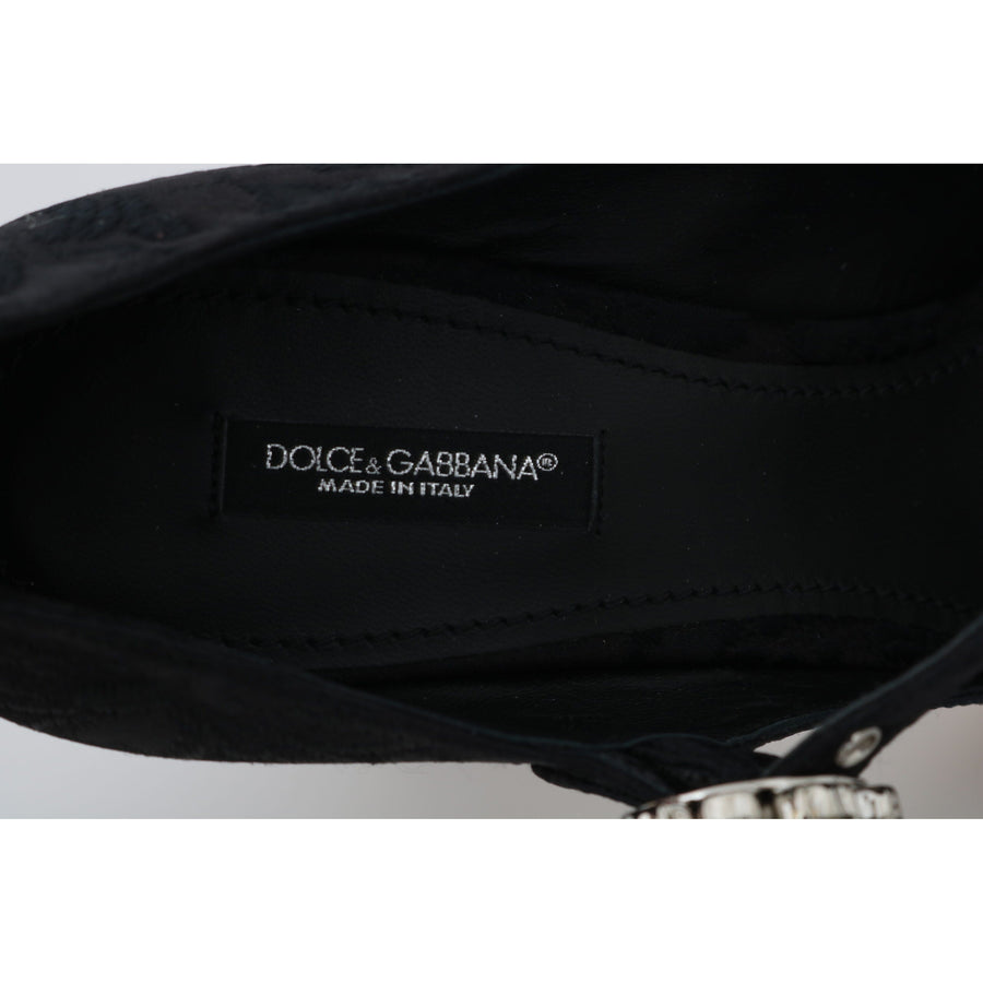 Dolce & Gabbana Elegant Black Crystal Brocade Pumps