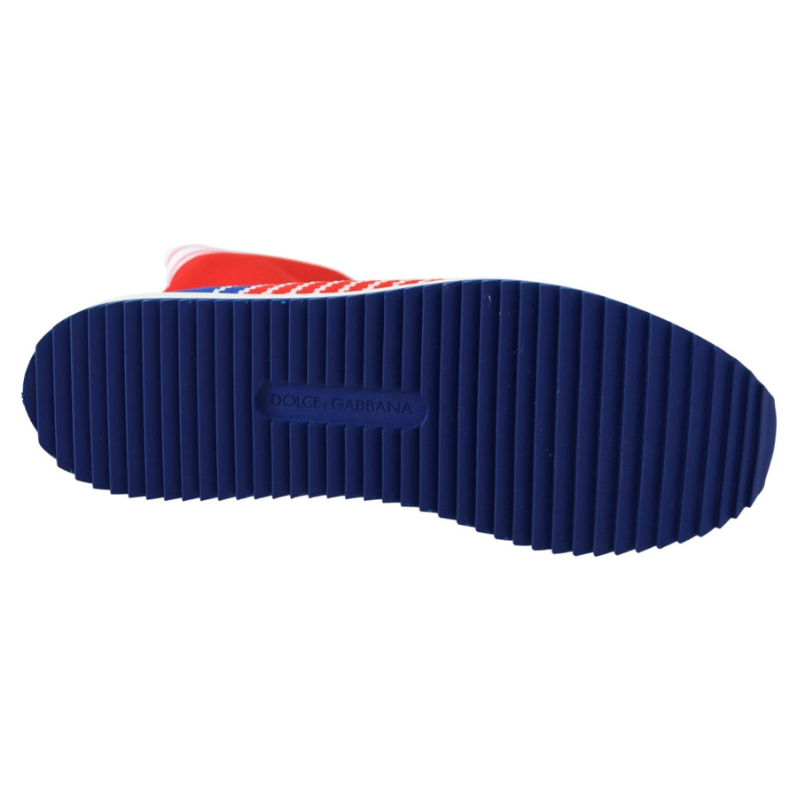 Dolce & Gabbana Blue Red Sorrento Logo Sneakers Socks Shoes