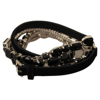 Dolce & Gabbana Luxurious Black Crystal-Embellished Leather Belt
