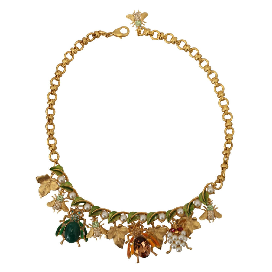 Dolce & Gabbana Multicolor Crystal Gold Statement Necklace