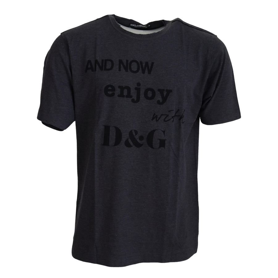 Dolce & Gabbana Gray Crewneck Cotton Short Sleeve  T-shirt