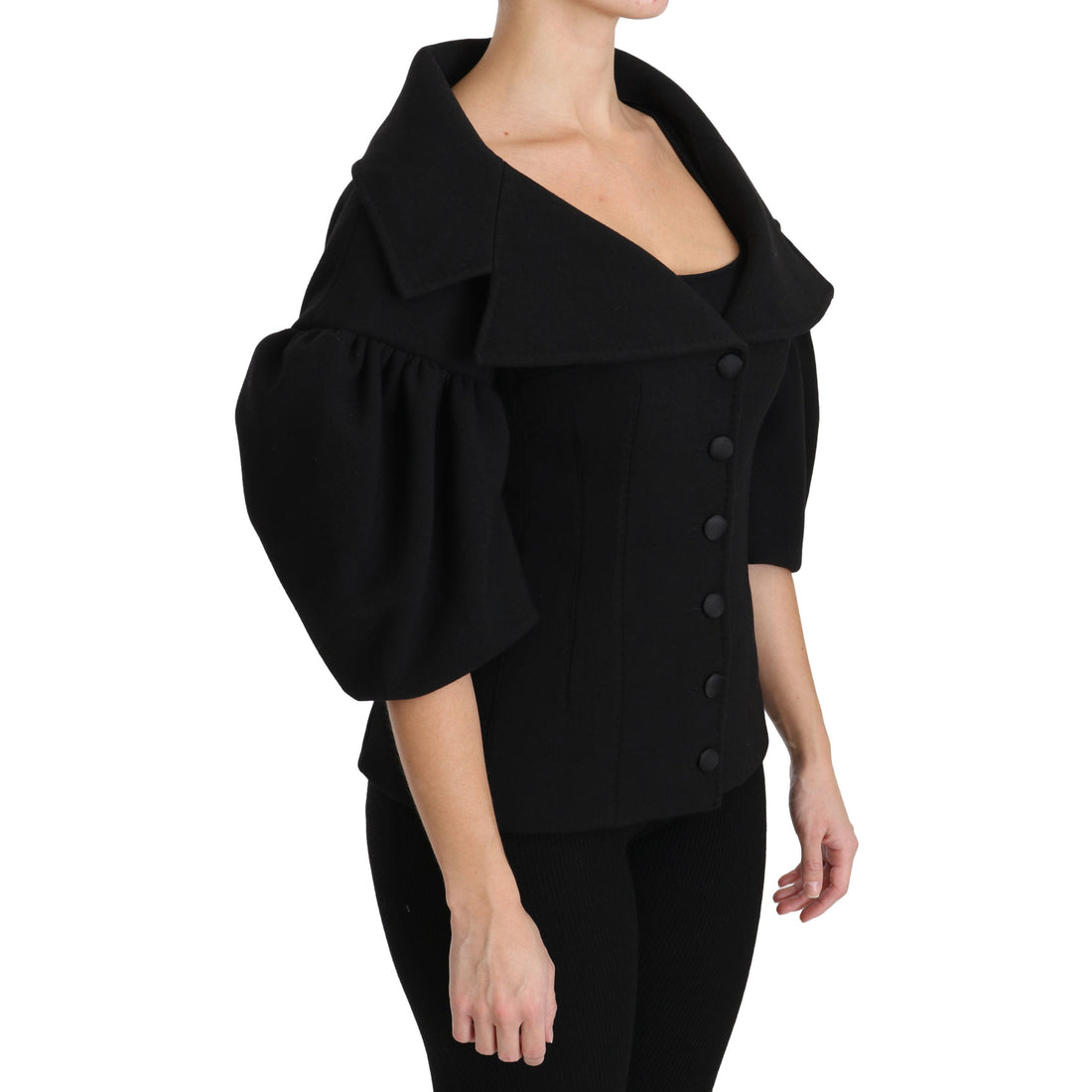 Dolce & Gabbana Black Formal Coat Virgin Wool Jacket