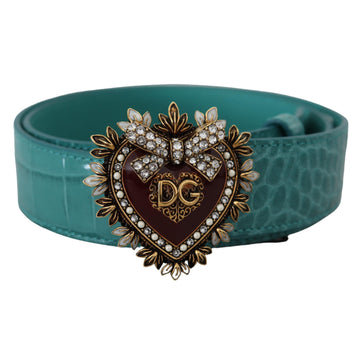 Dolce & Gabbana Elegant Blue Leather Belt with Gold Buckle