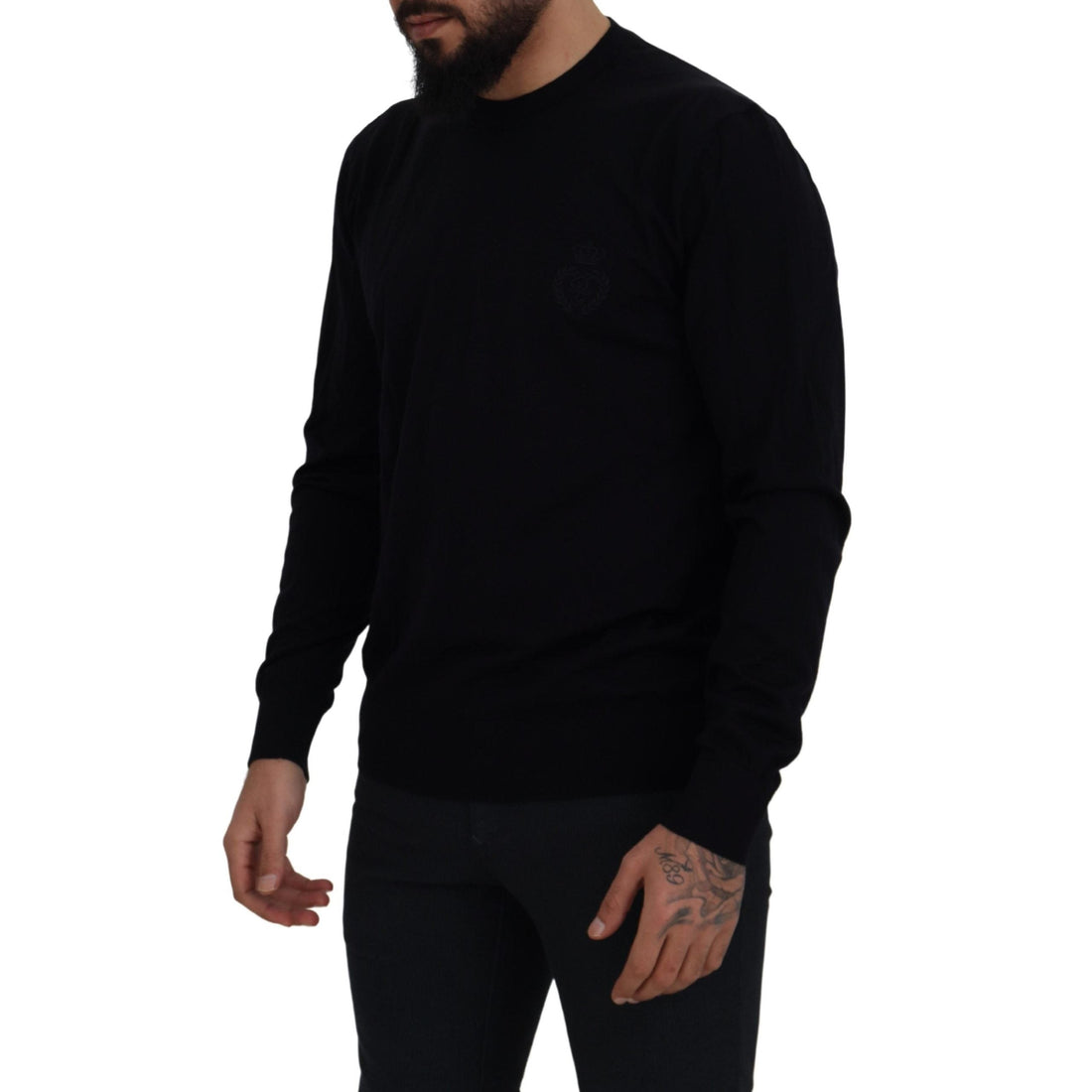 Dolce & Gabbana Black Virgin Wool Crewneck Pullover  Sweater