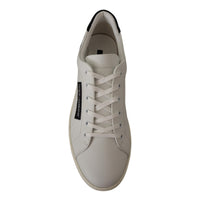 Dolce & Gabbana White Black Leather Low Shoes Sneakers