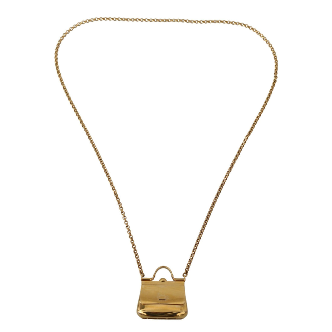 Dolce & Gabbana Bag Sicily Gold Brass Chain Micro Bag Pendant Necklace
