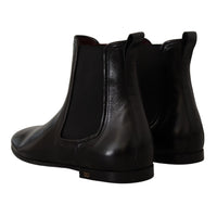 Dolce & Gabbana Black Leather Derby Boots Ankle