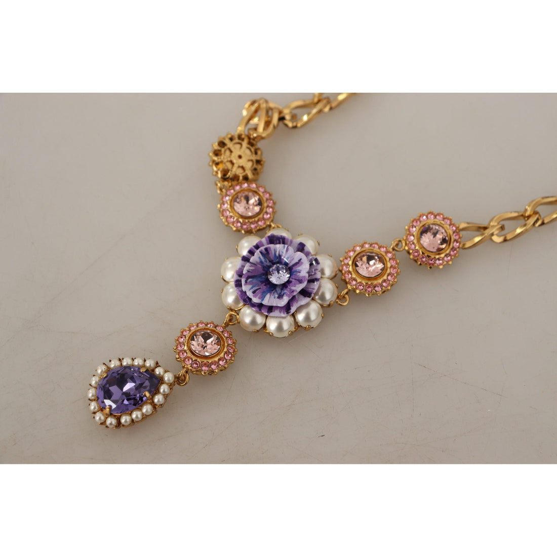 Dolce & Gabbana Elegant Floral Crystal Statement Necklace
