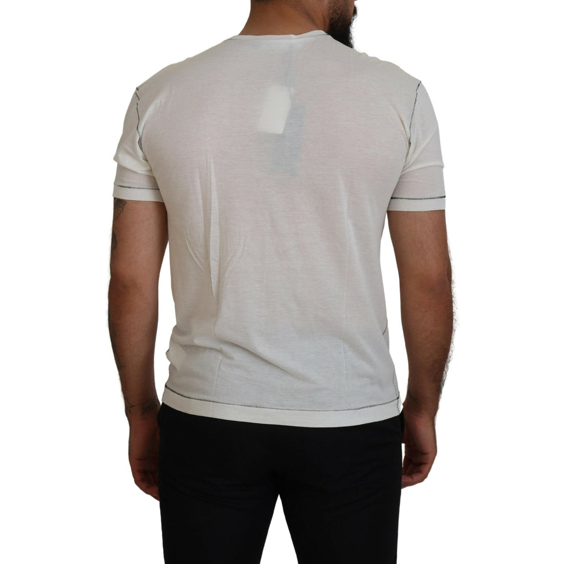 Dolce & Gabbana White Printed Short Sleeves Men T-shirt
