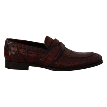 Dolce & Gabbana Exotic Croc Leather Bordeaux Loafers
