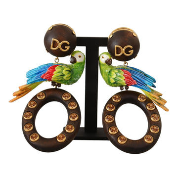 Dolce & Gabbana Chic Parrot Embellished Hoop Earrings