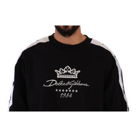 Dolce & Gabbana Black Cotton Crewneck Crown 1984 Stars Pullover Black