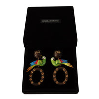 Dolce & Gabbana Chic Parrot Embellished Hoop Earrings