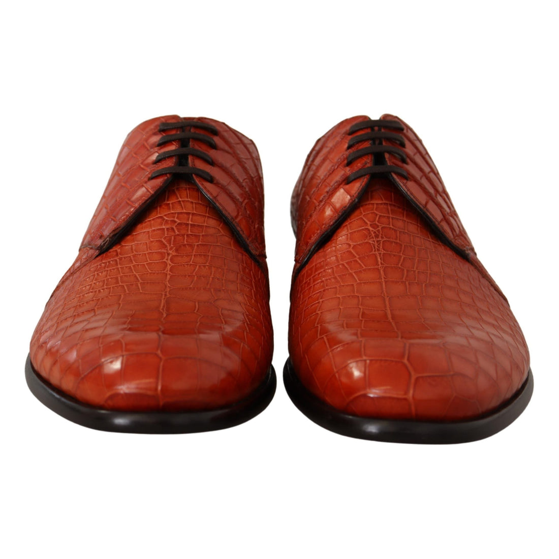 Dolce & Gabbana Exotic Orange Croc Leather Laceup Dress Shoes