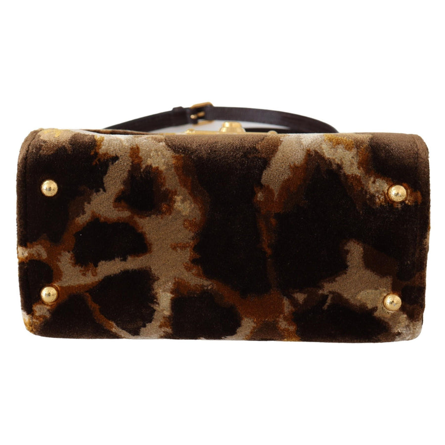 Dolce & Gabbana Elegant Giraffe Pattern Welcome Bag with Gold Accents