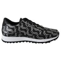 Jimmy Choo Elegant Black & Silver Leather Sneakers