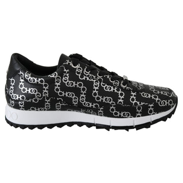 Jimmy Choo Black and Silver Leather Monza Sneakers