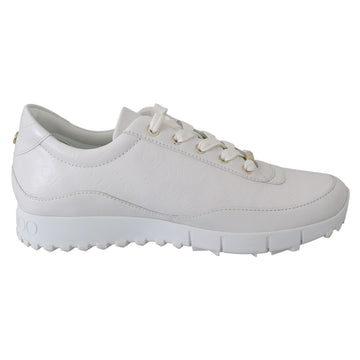 Jimmy Choo Elegant White Leather Sneakers