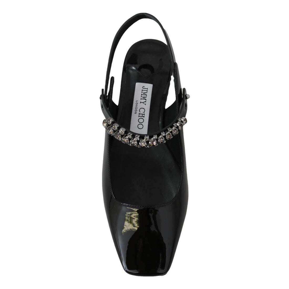 Jimmy Choo Elegant Black Patent Flats with Crystal Accent