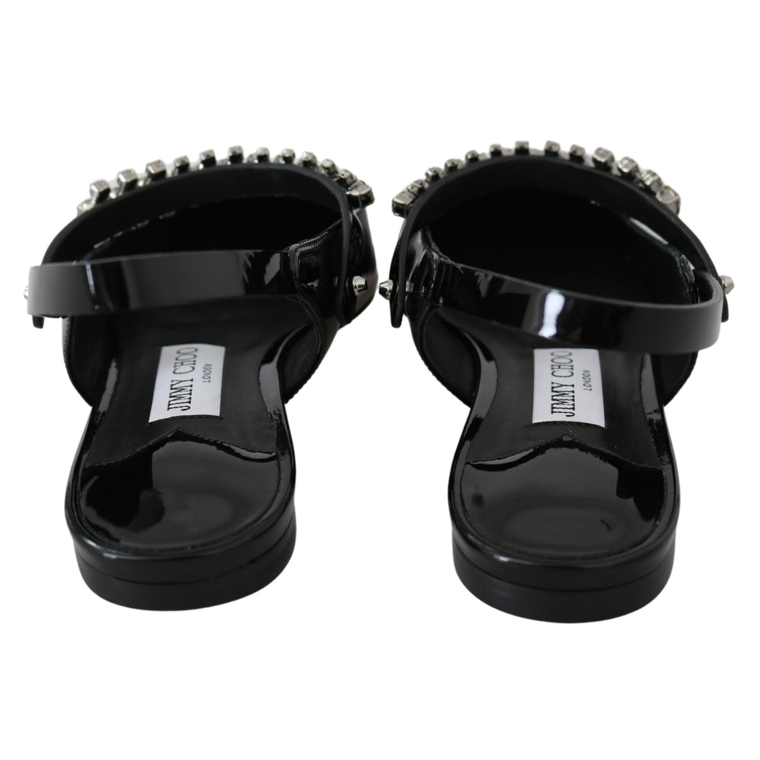 Jimmy Choo Black Patent Leather Mahdis Flat Shoes