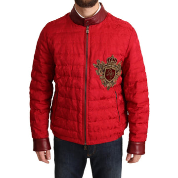 Dolce & Gabbana Red and Gold Bomber Designer Jacket