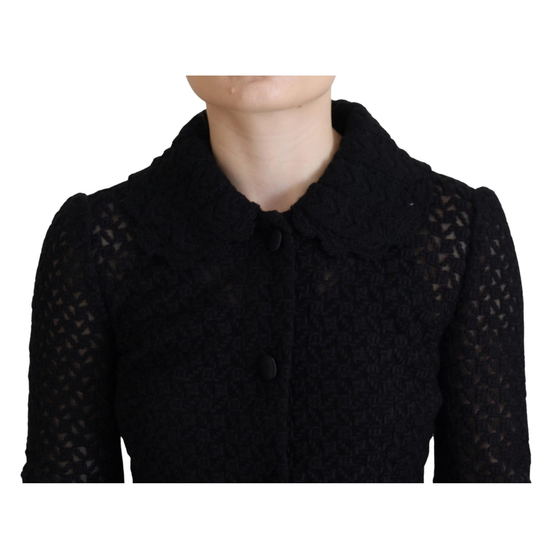 Dolce & Gabbana Elegant Black Wool Blend Button Down Jacket