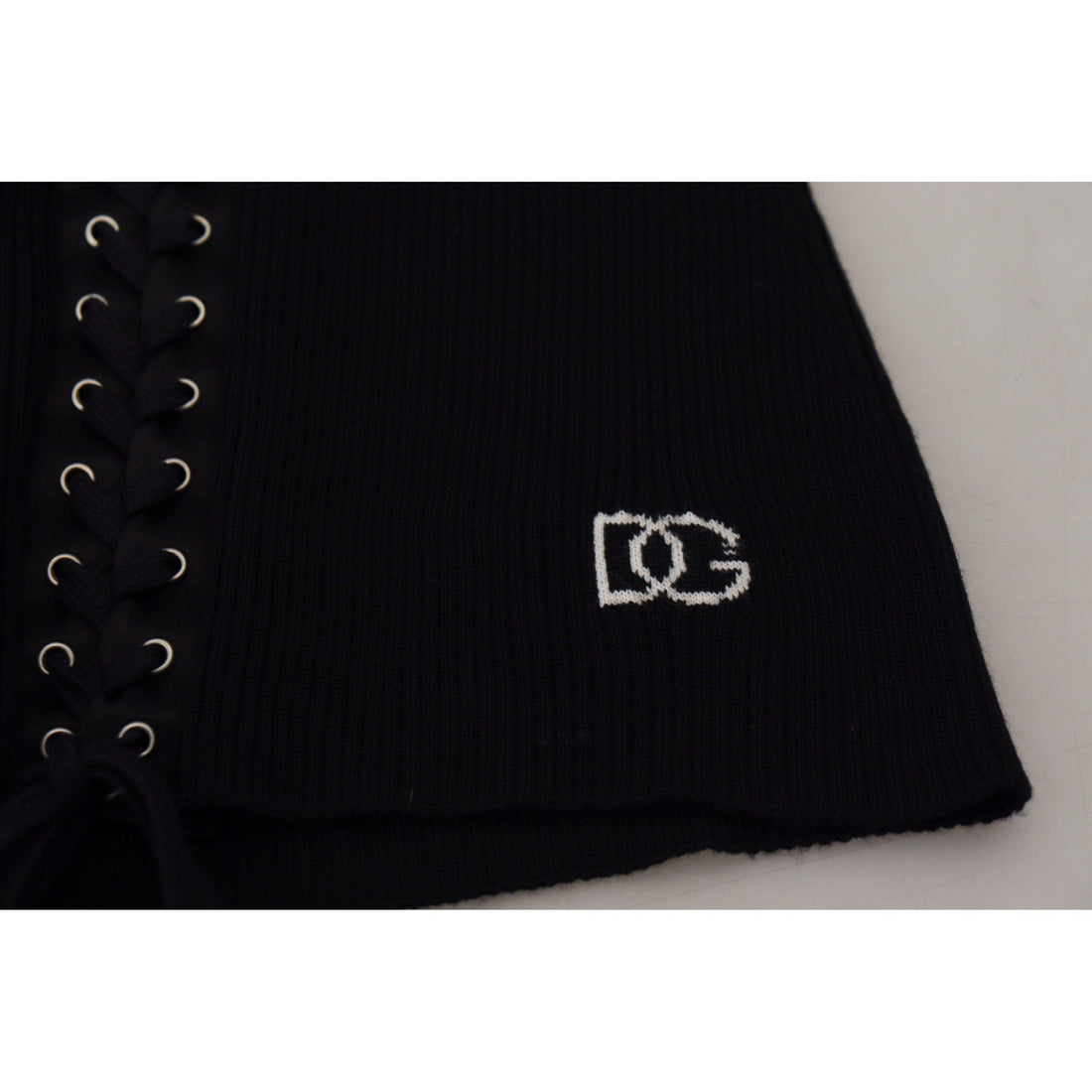 Dolce & Gabbana Black Wool Knitted Tie Up Slim Fit Sweater