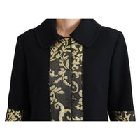 Dolce & Gabbana Elegant Gold Black Jacquard Trench Coat