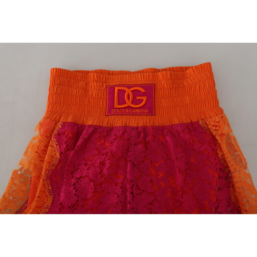 Dolce & Gabbana Elegant Lace High-Waist Shorts in Dual-Tones