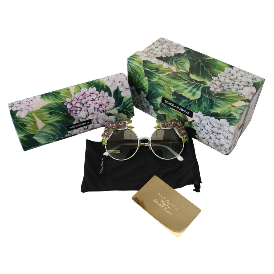 Dolce & Gabbana Gold Floral Embellished Metal Frame Round DG2186 Sunglasses